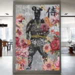 Flowered-Samurai-3×4-STRAIGHT-CANVAS-3X4